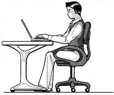 Udobno delo Dolgo sedenje brez sprememb v enakem položaju lahko postane neudobno. Za zmanjšanje tveganja težav ali poškodb je pomemben pravilen položaj.