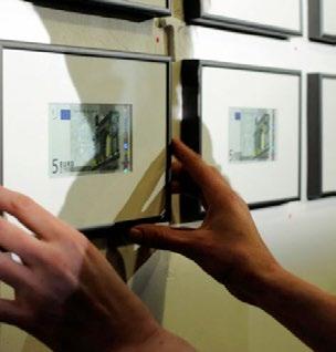 5/10 instalacija - 2011 - bankovci v sitotisku - različne dimenzije Maxime Berthou & Louise Drubigny M. Berthou : soustanovitelj umetniškega kolektiva OTTO-Prod L.