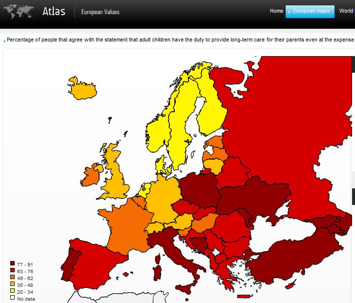 Primer Atlas of European Values Percentage of people that agree with the statement that adult