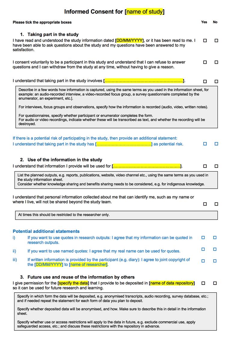 Primer UKDS: Model Consent Form a) Informacijski dokument b) Soglasje 1. Udeležba v raziskavi 2. Uporaba podatkov za potrebe raziskave 3.