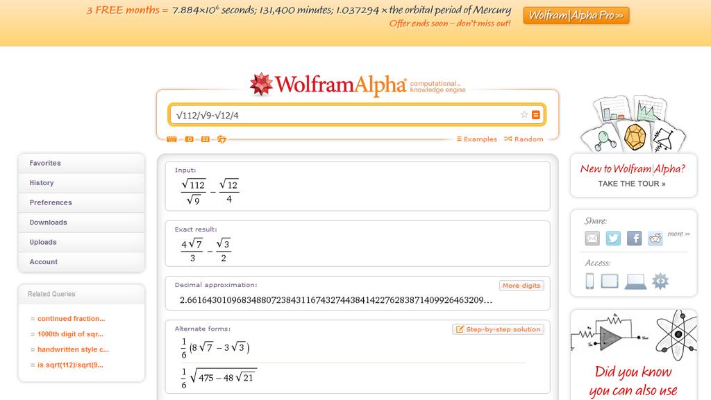 Slika 3.1: Spletna stran Wolfram 3.2.2 E-UM E-UM je spletna stran, ki je osredotočena na učenje matematike. Zajema snov osnovnih in srednjih šol.