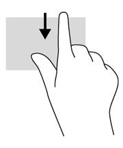 Drsenje z enim prstom (samo zaslon na dotik) Drsenje z enim prstom omogoča obračanje seznamov in strani ali pomikanje po njih ali premikanje