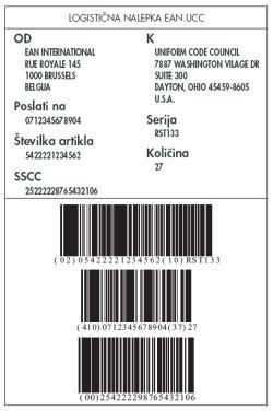 Najpomembnejši in edini obvezen del logistične nalepke je koda SSCC (Serial Shipping Container Code).