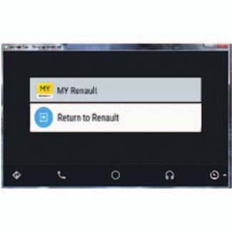Glejte razdelek»povezava računa MY Renault z vozilom«; pritisnite gumb 1 na zaslonu Android Auto ; kliknite meni MY Renault; potrdite povezavo s pritiskom gumba»ok«.