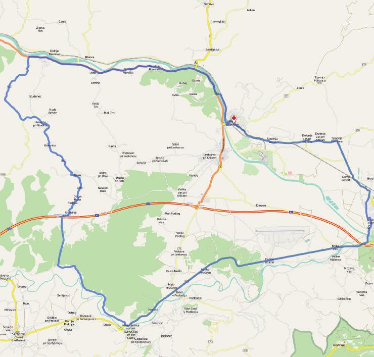 VELIKI MARATON Trasa malega maratona je dolga 70 km in poteka: Krško - Brežice -