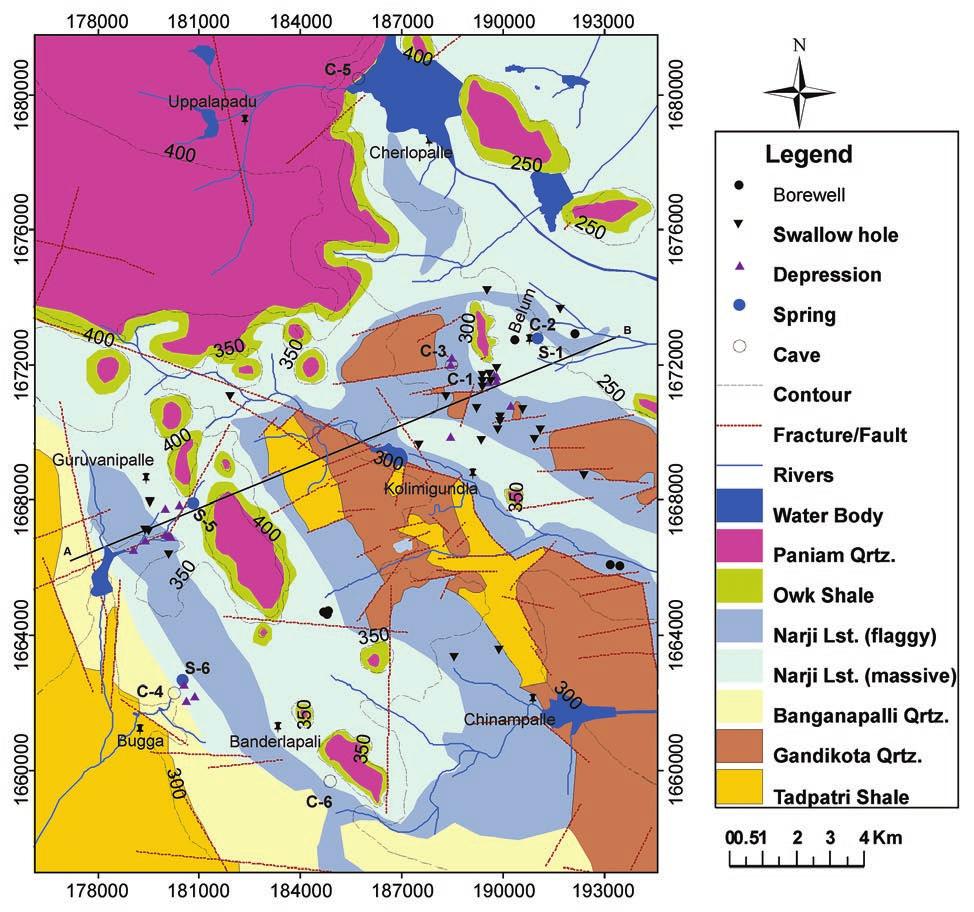 KARSTIFICATION IN THE CUDDAPAH SEDIMENTARY BASIN, SOUTHERN INDIA: IMPLICATIONS FOR... Fig.
