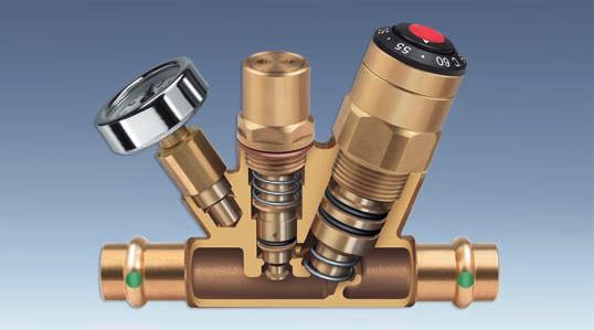 Inštalacije za pitno vode Komponente Easytop ventil za regulacijo cirkulacije (VRC) Za kontrolo procesa termične dezinfekcije s temperaturami od 70 C do 75 C v vseh vejah.