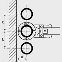 Tehnika uporabe kovinskih cevnih sistemov Potreben prostor pri zatiskanju Velikost cevi 76,1 do 108,0 mm