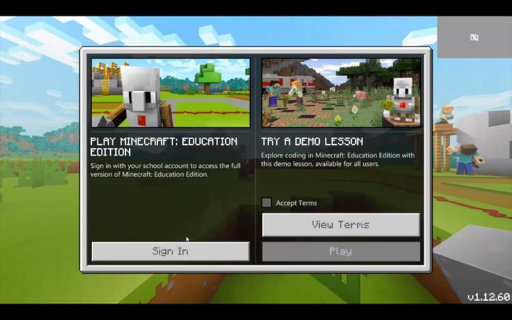 Uporaba izobraževalne različice igre Minecraft Prijava v igro Ob