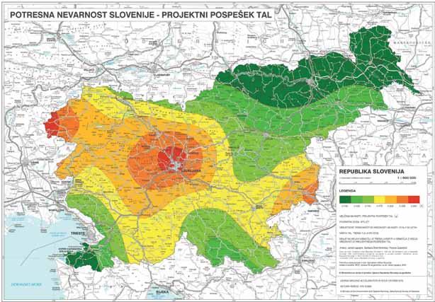 116 B. Šket Motnikar, P. Zupančič Slika 2: Uradna karta potresne nevarnosti Slovenije projektni pospešek tal. Figure 2: Official seismic hazard map of Slovenia design ground acceleration map.