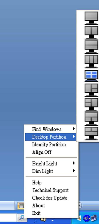 4. Optimizacija slike 6 Desna opravilna vrstica Opravilna vrstica vsebuje tudi večino funkcij, ki jih vsebuje naslovna vrstica (razen samodejnega pošiljanja okna v katero koli particijo).