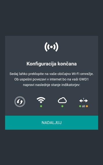 Če GWD ni povezan z internetom, na pojavnem oknu izberite možnost»poveži«3.