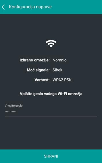 Vpišemo geslo za Wi-Fi, če je omrežje zavarovano z geslom 7.