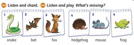 Poslušaj posnetek, ob drugem poslušanju zaploskaj na pravem mestu, ob tretjem posnetku poskušaj poimenovati živali, ob četrtem poslušanju pa poskusi poimenovati živali in ploskati.