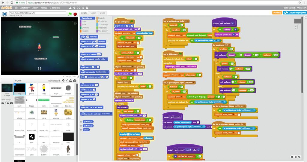 Igranje v Scratch Programiranje v Scratch se lahko naučite na spletu:
