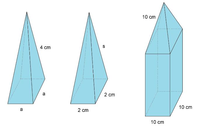 1. šolska ura: MATEMATIKA P in V piramide ( n= 4); vaje 1. Jure je izdelal tri žične modele ( glej slike). Za prvi in drugi model je porabil po 28 cm žice, za tretjega pa 144 cm.
