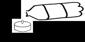 8. Plin, ki se je nabral v plastenki, počasi»zlij«na gorečo svečko tako, da se svečki s strani približaš z odprtino plastenke, ki jo držiš v skoraj vodoravnem položaju.