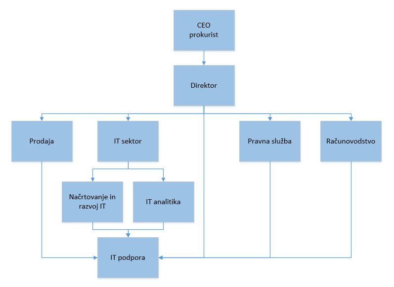 Slika 3.3: Funkcijska organizacijska struktura podjetja Tabela 3.