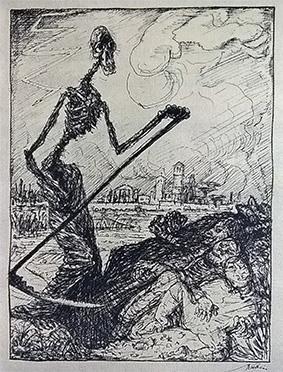 Slika 1: Alfred Kubin Death the Reaper, 1918 Vir: Dada & Surrealism, 1997 Preskok iz dadaizma v surrealizem je bil delno posledica vojne in sprememb v gospodarski moči določeni evropskih držav ter