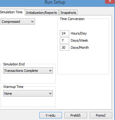 7.5 SCENARIJ SIMULACIJE 7.5.1 Zakonitosti pojavljanja transakcij - Tip simulacijskega časa: