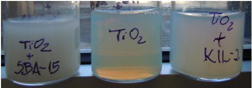 a) b) c) Slika 15: Slika solov pred in po dodatku silicijevega dioksida: TiO 2 /SBA-15 (a), TiO 2 (b), TiO 2 /KIL-2 (c) 3.1.4 Priprava tankih plasti Tako pripravljene sol-suspenzije smo z metodo potapljanja (Slika 16) nanašali na mikroskopska stekelca (25 mm 75 mm 1 mm).