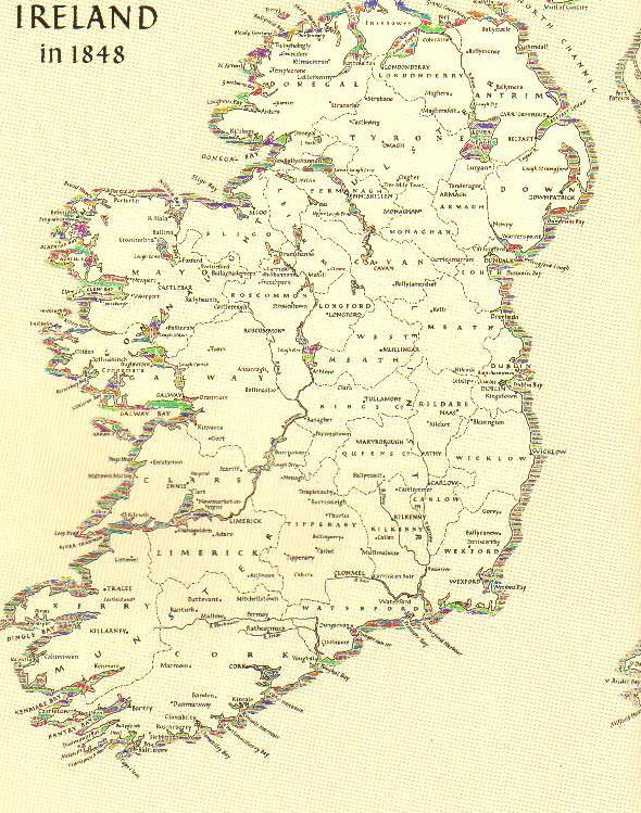 Slika 1: Zemljevid Irske leta 1848