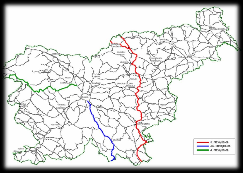 Slika 1: Razvojne osi v Republiki Sloveniji Vir: Ministrstvo za promet (2006, str. 1) 2.2 VIDIKI POMEMBNI ZA RAZVOJ OBMOČJA OB TRETJI RAZVOJNI OSI Po navedbi Šolarjeve in Vizjaka (2007, str.