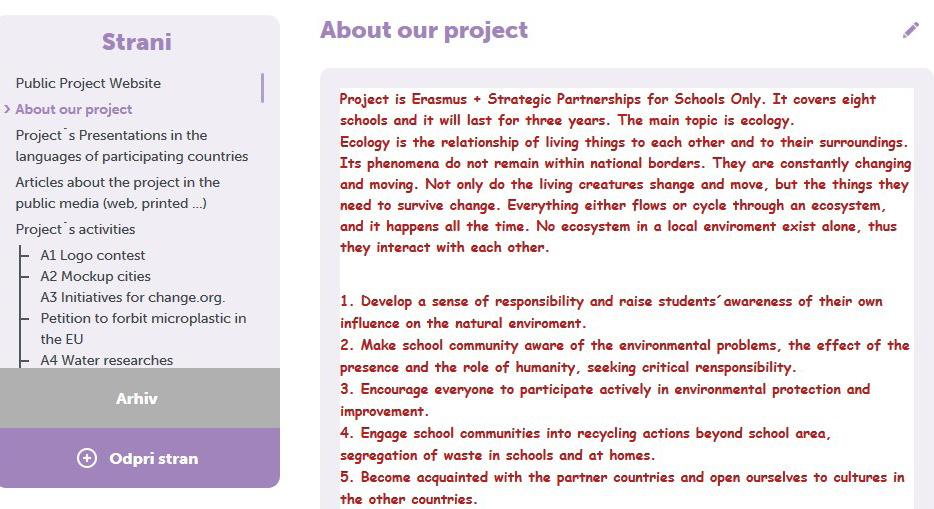 Vir: Spletna učilnica TwinSpace projekta Erasmus+ KA2, HELP THE EARTH: REDUCE, REUSE, RECYCLE, OŠ Litija.