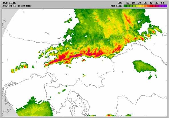 Maribor airport Radarska slika padavin Radar