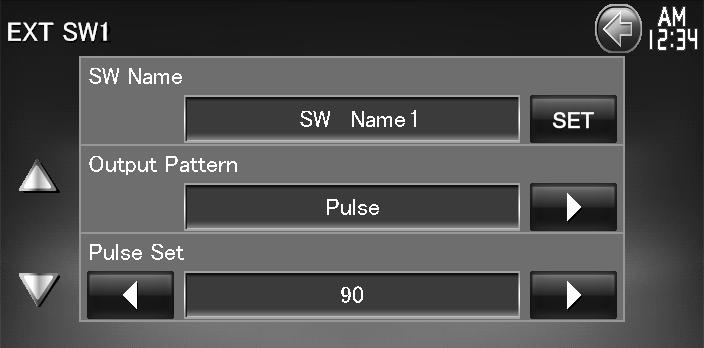Prikaz ekrana za nastavitev EXT SW Pritisnite [ ] > [ ] > [System] > [EXT SW]. (stran 59) 2 Nastavite karakteristike moči Nastavitev kóta monitorja.