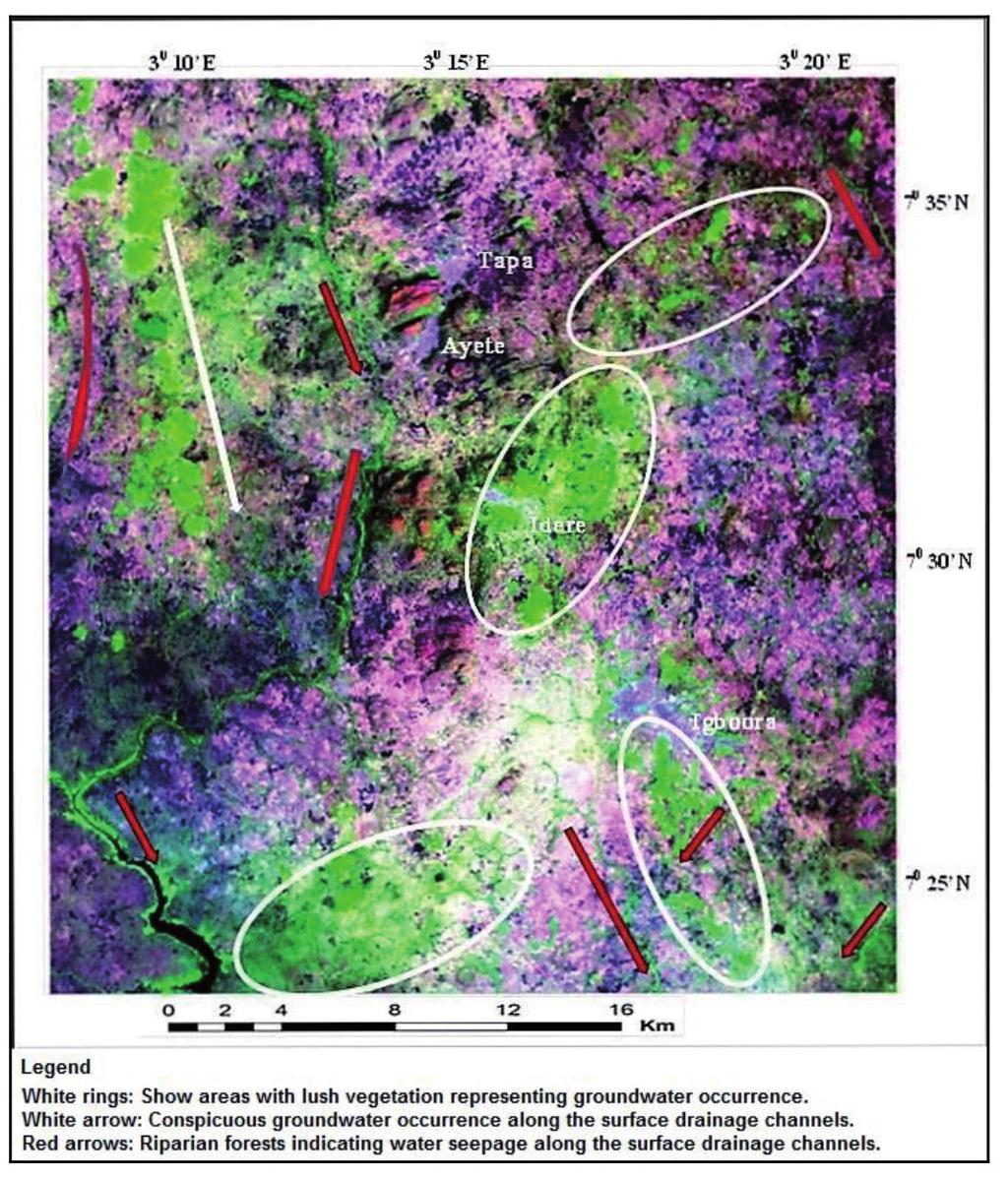 140 Figure 8: Groundwater indication from colour composite NDVI image. (Figure 6).