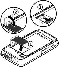 3. Vstavite kartico SIM v držalo. Priključki na njej morajo biti obrnjeni navzdol.