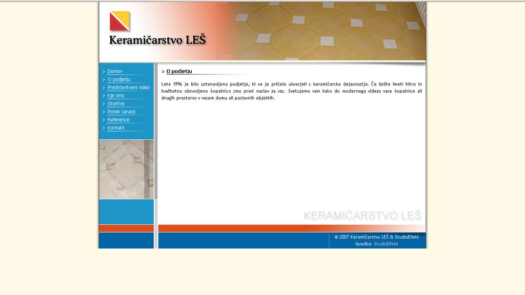 Slika 2: Spletna stran podjetja Leš d.o.o. uvodna stran Vir: www.