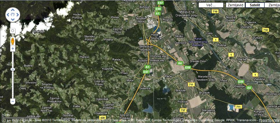 6 Slika 2: Primer spletnega GIS-a (Google Maps.
