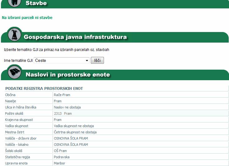 44 Slika 22: Prikaz podrobnih podatkov o parceli (Ministrstvo za okolje in prostor, dostopno na: http://e-prostor.gov.si/, 12.9.