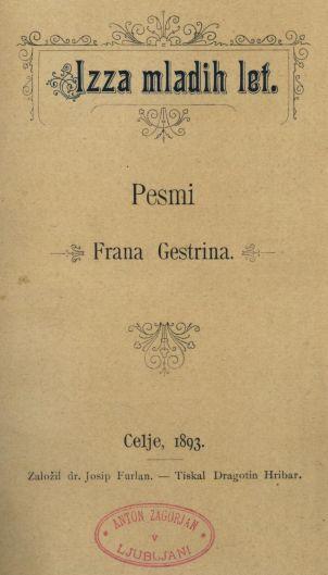 Pesmi Celje, 1893. Založil dr.