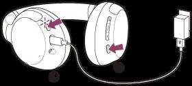 Ponastavitev slušalk Če slušalk ni mogoče vklopiti ali upravljati, ko so vklopljene, med polnjenjem istočasno pritisnite gumb (vklop) in gumb NC/AMB (izničevanje šuma/način okoljskega zvoka).