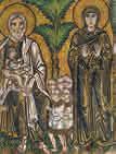 Madona s svetniki, detajl mozaika Poslednje sodbe na