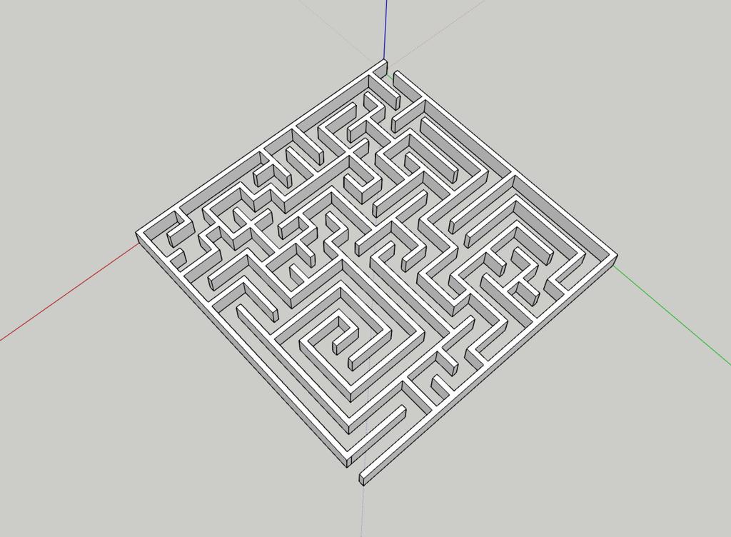 18 5 Projekt Pri diplomskem projektu sem SketchUp uporabil za izdelavo 3D modela labirinta (slika 5.5), ki sem ga nato izvozil v Unity. Slika 5.5: 3D model labirinta v programu SketchUp.