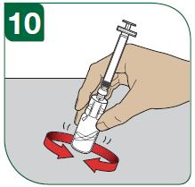 10 -Vialo držite med palcem in drugimi prsti.