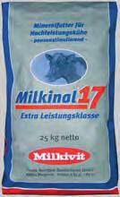Milkinal 17 za visoko proizvodne črede v laktaciji 100-200 g na žival in dan Preprečuje prehransko pogojene