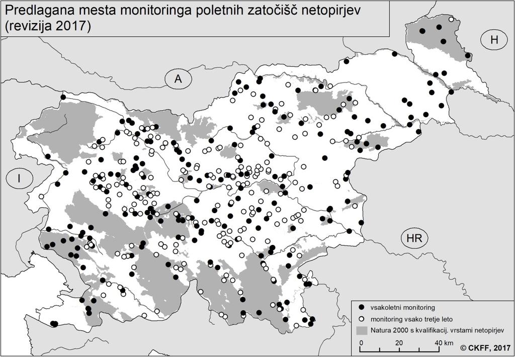100 Presetnik, P., A. Zamolo, A. Šalamun, V. Grobelnik & A. Lešnik, 2017. Monitoring populacij izbranih ciljnih vrst netopirjev v letih 2016 in 2017. Končno poročilo.