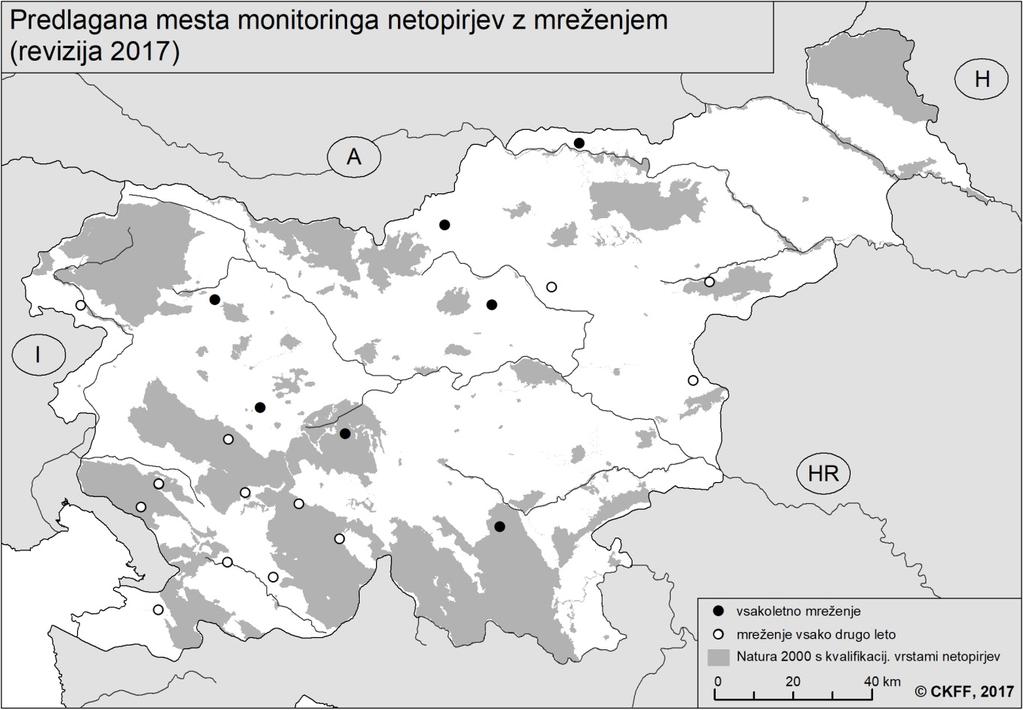Presetnik, P., A. Zamolo, A. Šalamun, V. Grobelnik & A. Lešnik, 2017. Monitoring populacij izbranih ciljnih vrst netopirjev v letih 2016 in 2017. Končno poročilo.