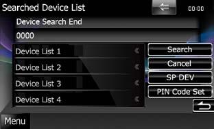 Upravljanje Bluetooth-a Upravljanje Bluetooth-a Povezovanje enote Bluetooth 1 Dotaknite se [SET] elementa [Paired Device List]. Prikaže se zaslon Connection Device List.