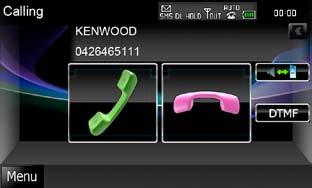 Upravljanje Bluetooth-a Upravljanje Bluetooth-a Sprejemanje klica 1 Za sprejem klica se dotaknite [ ], za zavrnitev dohodnega klica pa [ ].