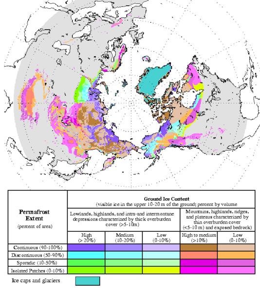 Taljenje trajno zmrznjene podlage permafrosta Permafrost se nanaša na trajno zmrznjena tla, ki taka ostanejo skozi vse leto.