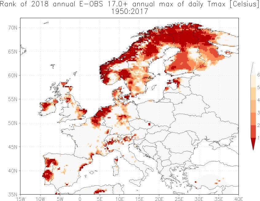 Slika 14: Letošnje vroče poletje Evropi.