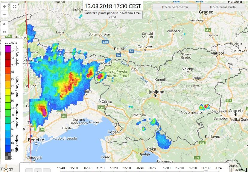 Slika 26: Manjši nevihti na območju Kostanjevice