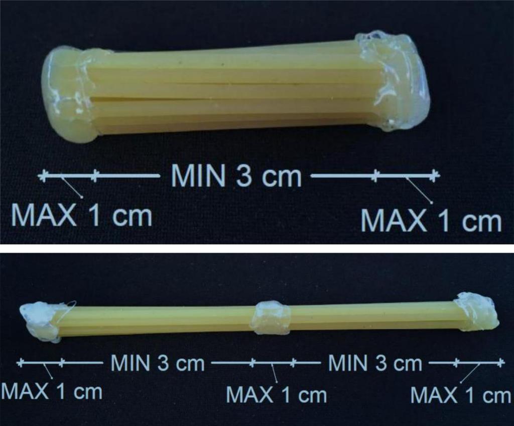 . Najkrajša razdalja med lepilom 3 cm(-2mm tolerance), širina nanosa lepila je lahko maksimalno 1 cm(1mm