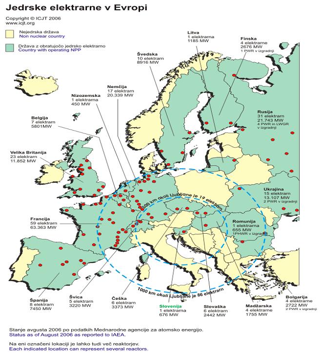Slika 2: Jedrske elektrarne v Evropi Ministrstvo za obrambo, Uprava